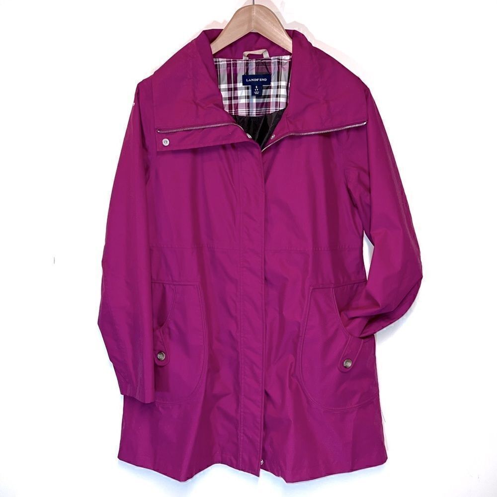 New Lands’ End Back pleated All Weather Pink Coat Womens Sz S 6/8